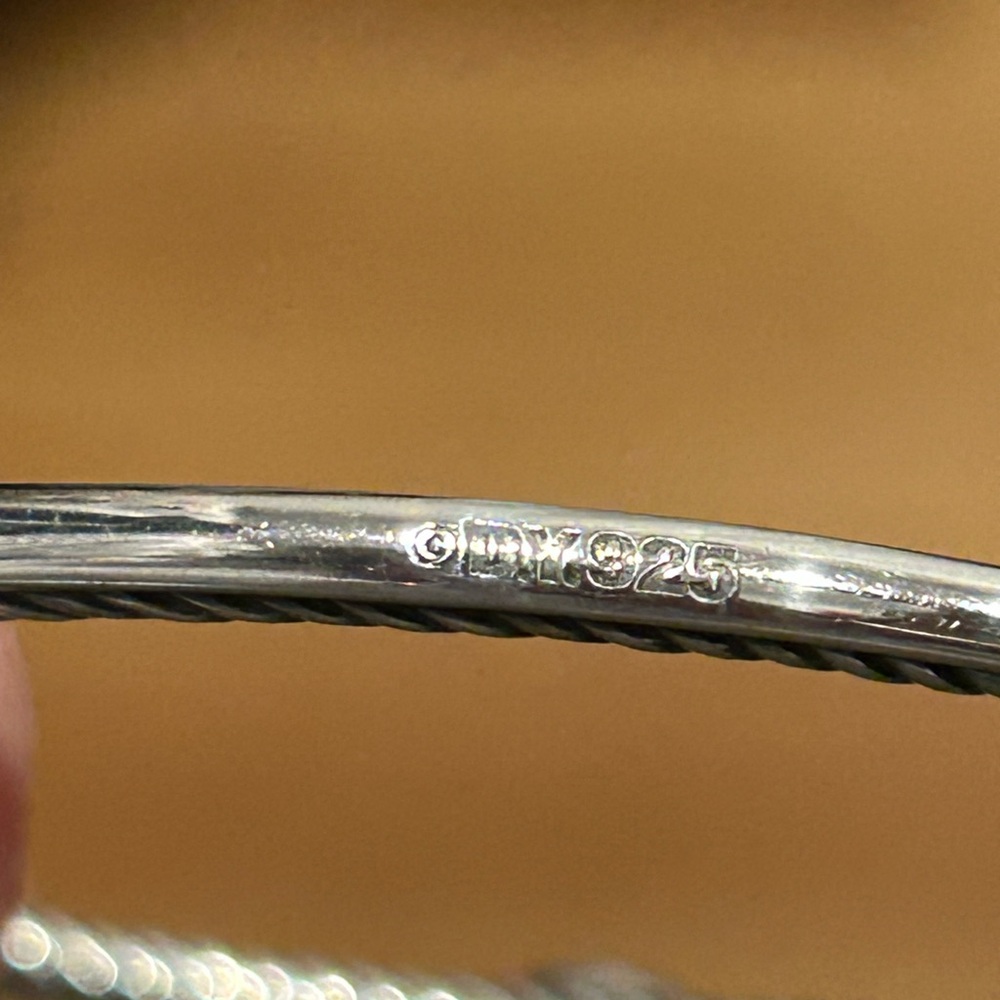 David Yurman Silver Bracelet with Diamond Detail - Picture 6 of 10